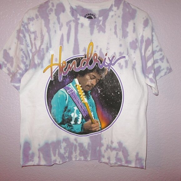 Jimi Hendrix Experience Tour T-Shirt Size L Black Light 2 Sided Crop Psychedelic - Picture 6 of 9